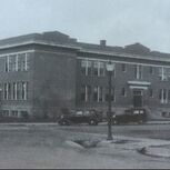 black and white photo of old madison high school
